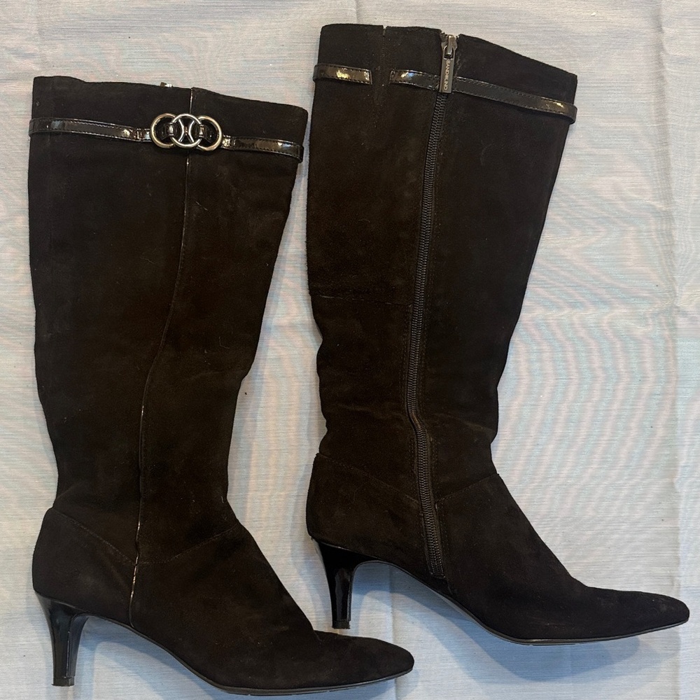 Bandolino Black Heeled Boots with Buckle Detail